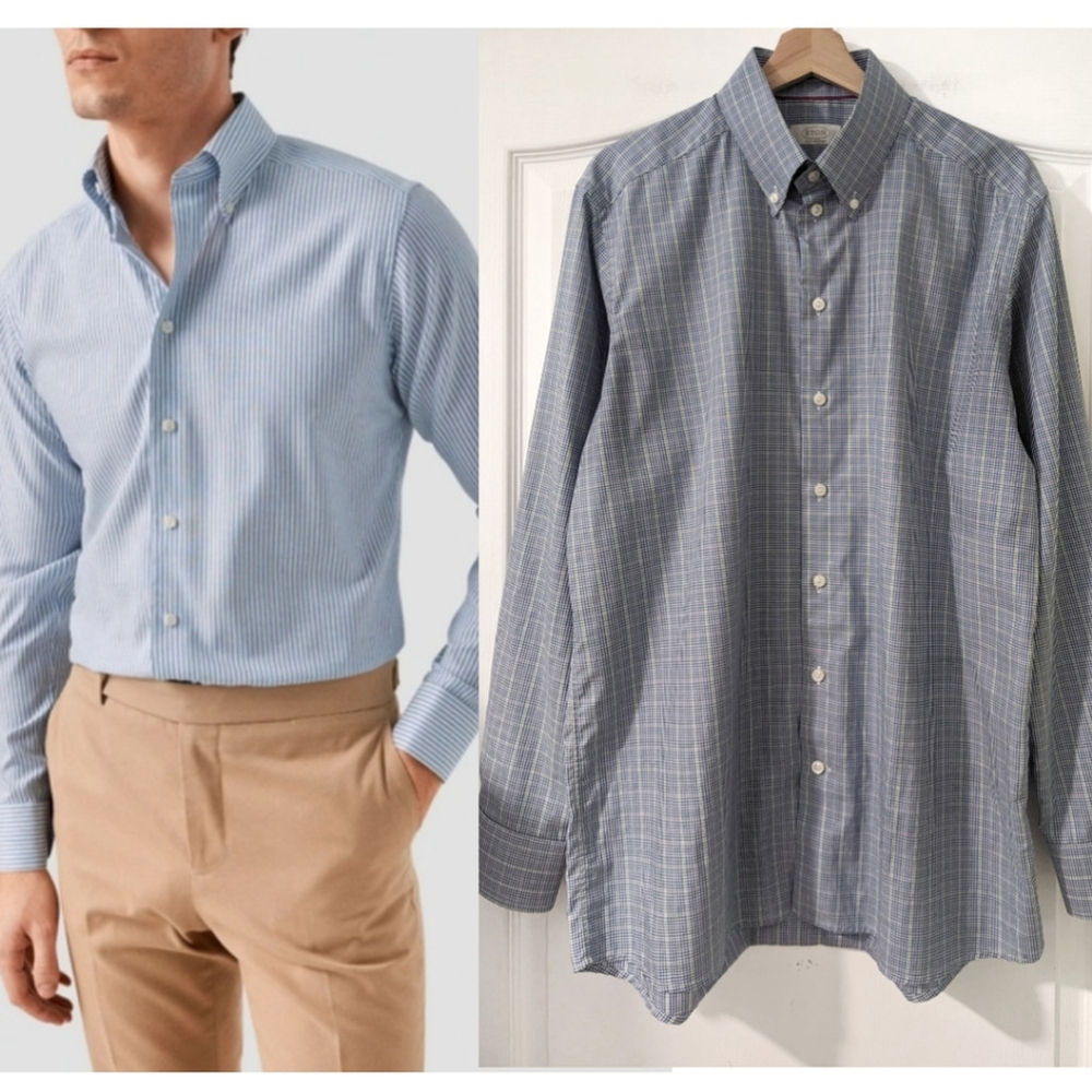 Eton | Men's button down collar check shirt (42/16.5)